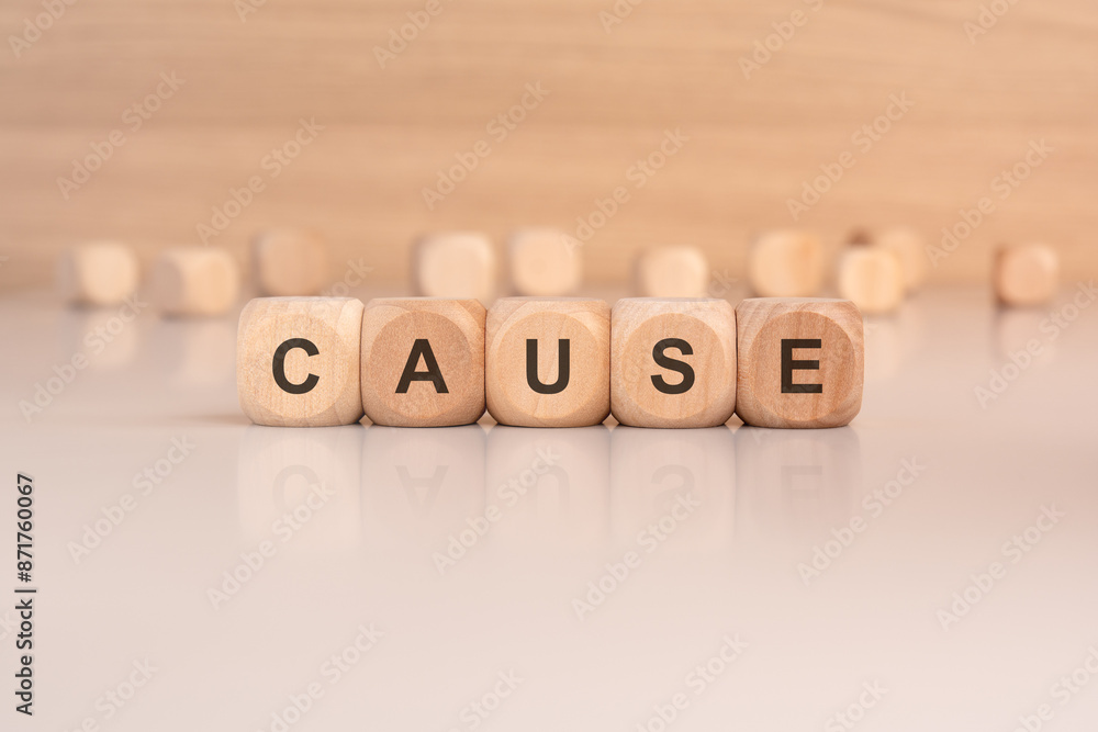 wooden blocks with text CAUSE on brown background wooden blocks with text CAUSE on brown background