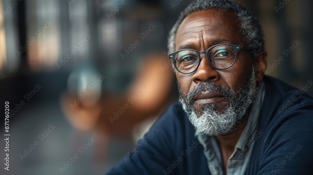 Obraz premium A middleaged AfricanAmerican man with a warm and wise demeanor