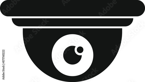 Black and white icon of a dome security camera recording video footage
