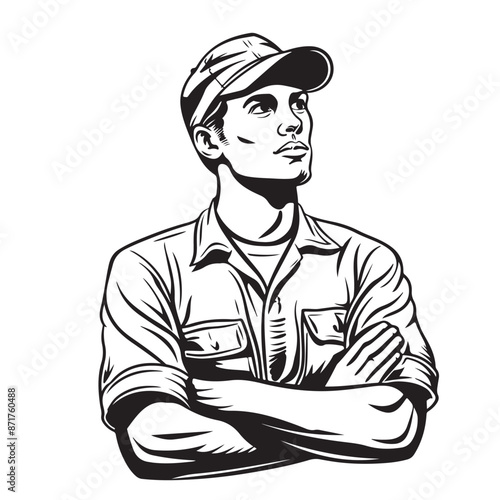 a construction worker face sketch illustration