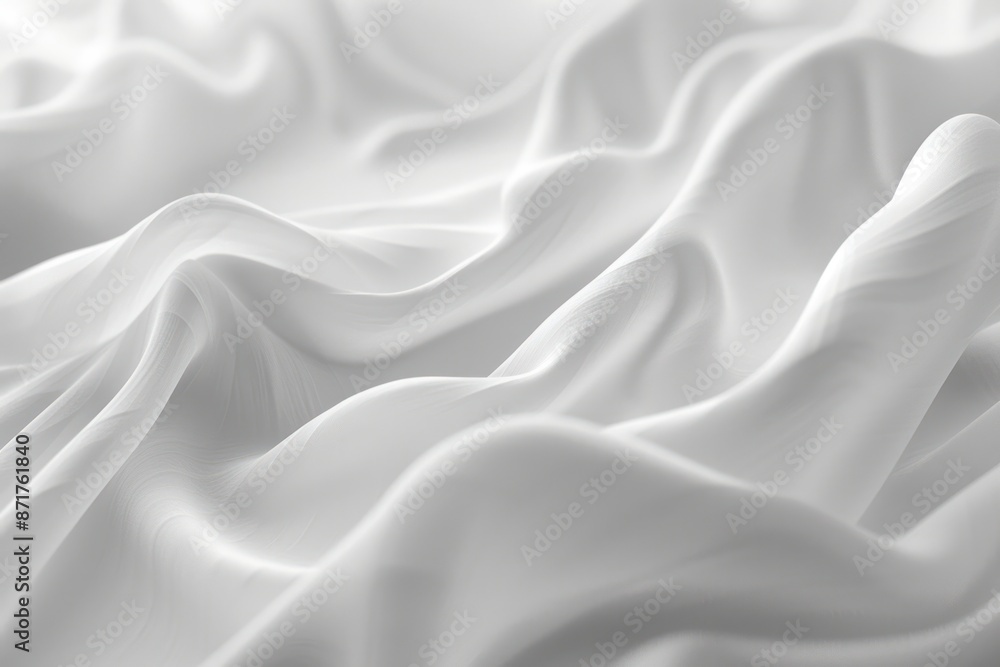 The image is a close up of a white fabric with a smooth, flowing texture The image is a close up of a white fabric with a smooth, flowing texture