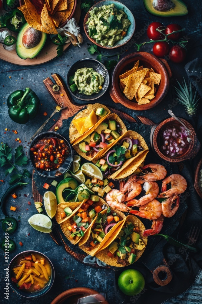 Tacos Platter with Shrimp and Avocado Tacos Platter with Shrimp and Avocado