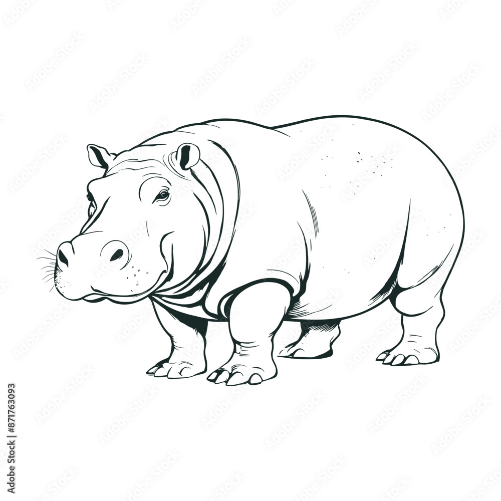 Fototapeta premium Hand Drawn Hippopotamus Vector Illustration