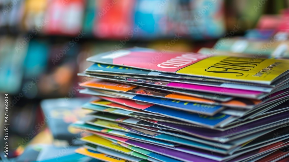 Stack of colorful magazines. Stack of colorful magazines.