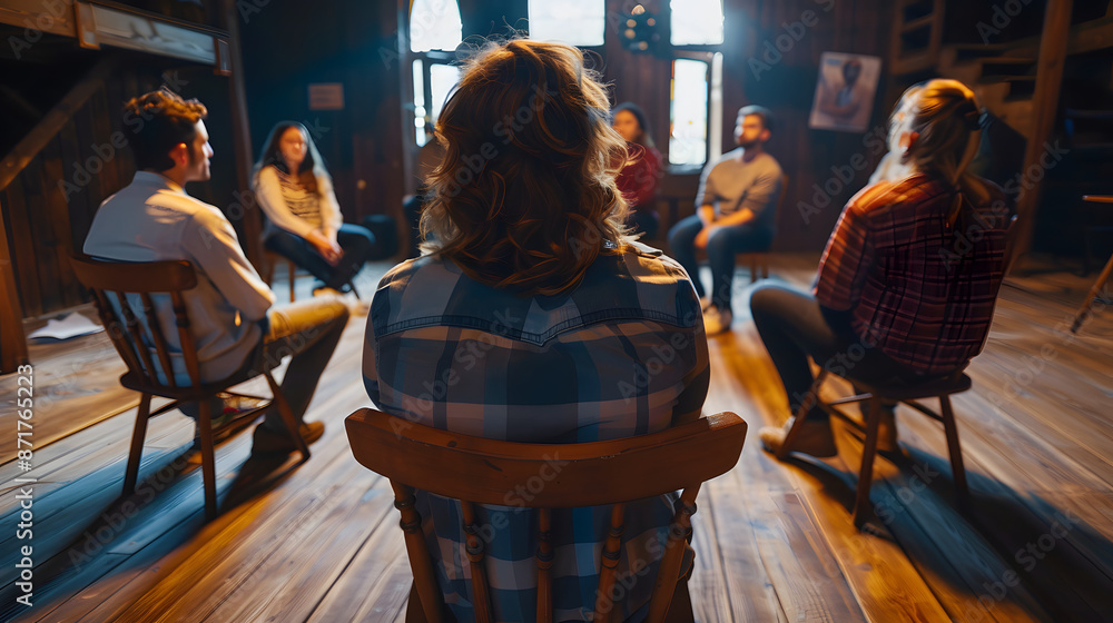 A diverse group of individuals sits in a circle during a support group meeting indicative of gatherings such as Alcoholics Anonymous, fostering sense of community and mutual aid A diverse group of individuals sits in a circle during a support group meeting indicative of gatherings such as Alcoholics Anonymous, fostering sense of community and mutual aid