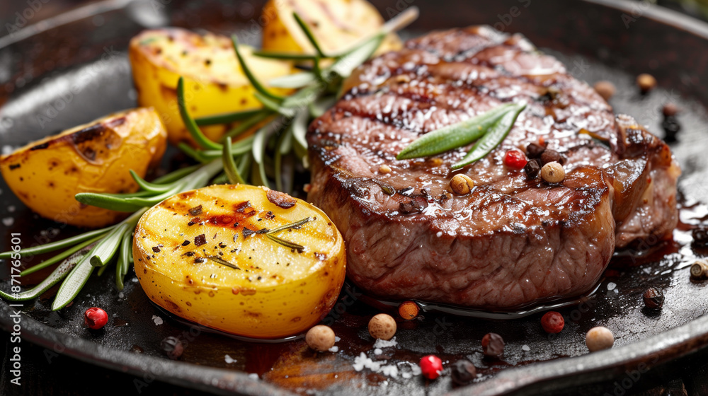 Grilled beef steak with potatoes Grilled beef steak with potatoes