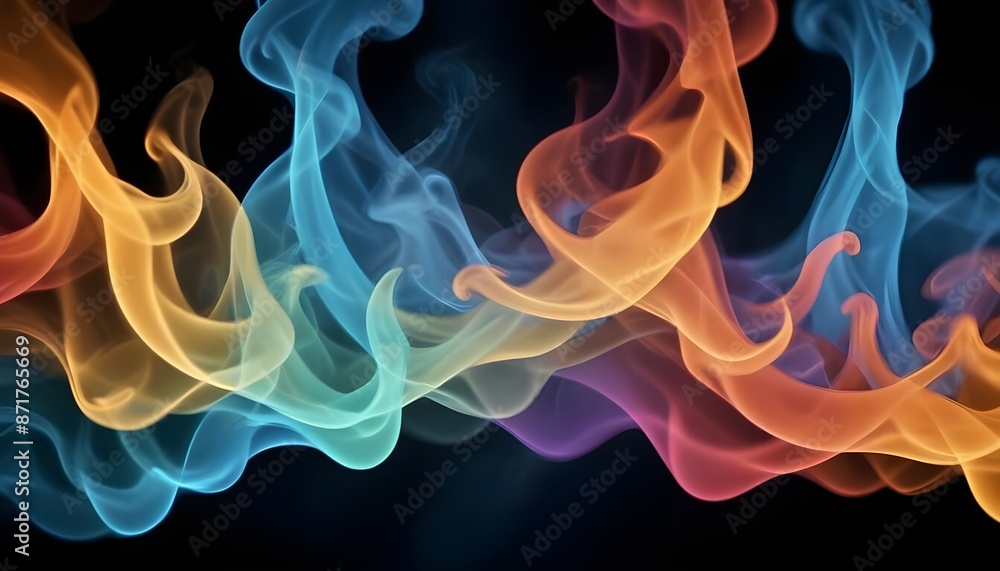 Fototapeta premium Colourful smoke abstract background with matellic collours