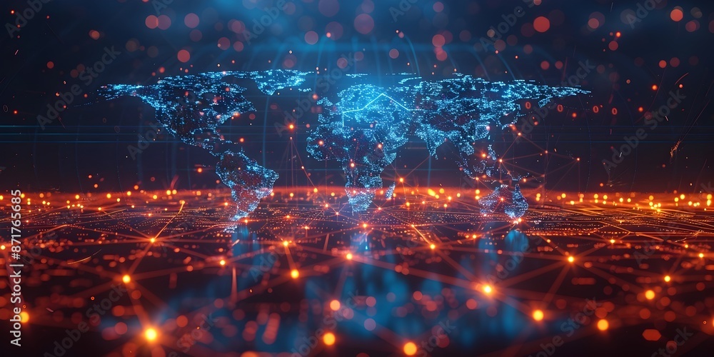 Fototapeta premium Comprehensive Digital Logistics Network Controlling Global Shipments and Cargo Routes Display