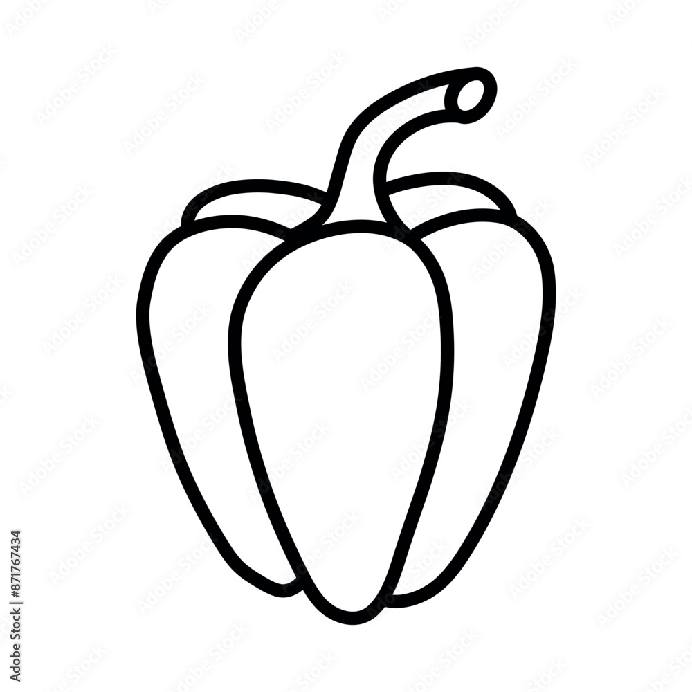 Bell pepper outline vector icon isolated on white background Bell pepper outline vector icon isolated on white background
