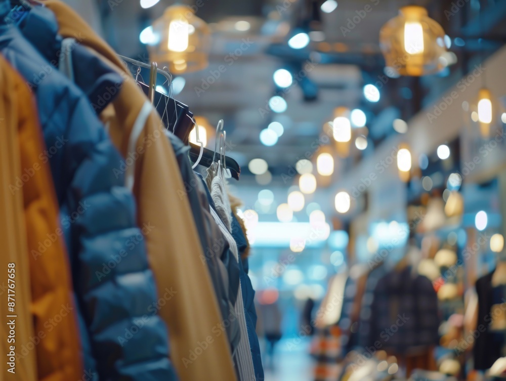 Obraz premium Row of Clothes Hanging on Rack