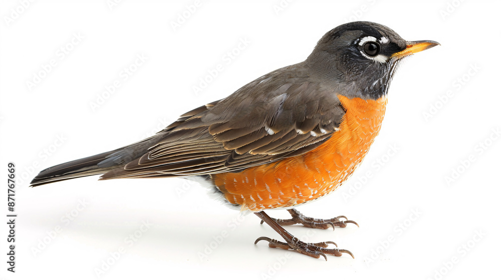 American Robin (Turdus migratorius) isolated on white background American Robin (Turdus migratorius) isolated on white background