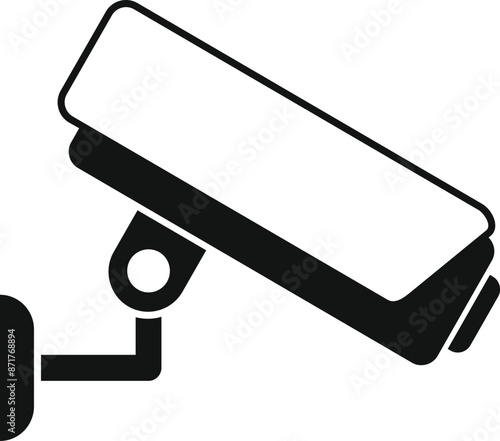 Simple black icon of a security camera recording, a symbol of surveillance and safety