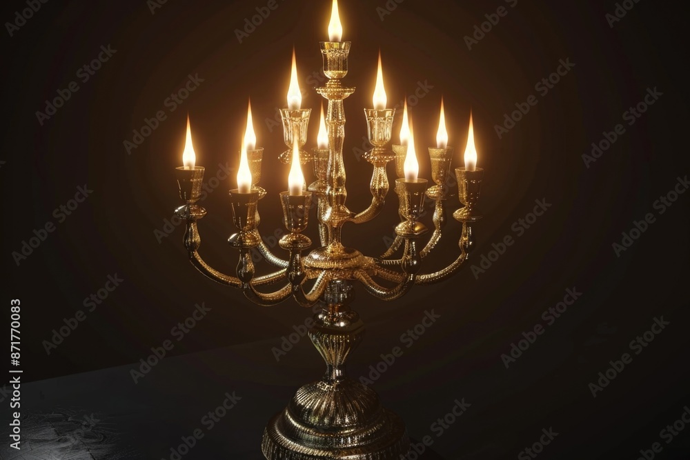 Golden Candelabra with Lit Candles Golden Candelabra with Lit Candles