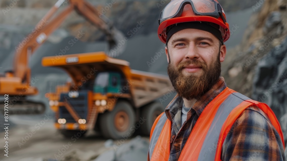 portrait of mining engineer at a mine site portrait of mining engineer at a mine site