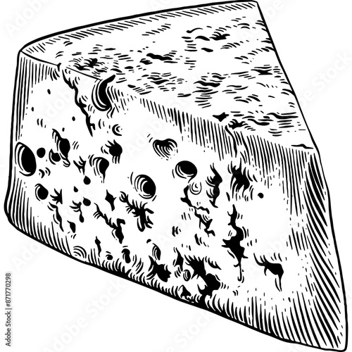 Hand drawn Blue Cheese Sketch Illustration