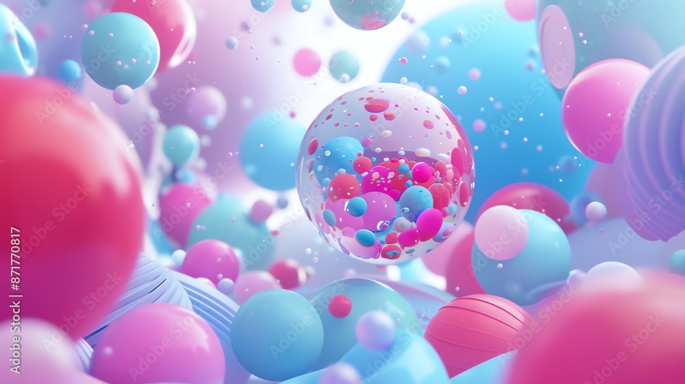 A 3D abstract background with pink and blue orbs. A 3D abstract background with pink and blue orbs.