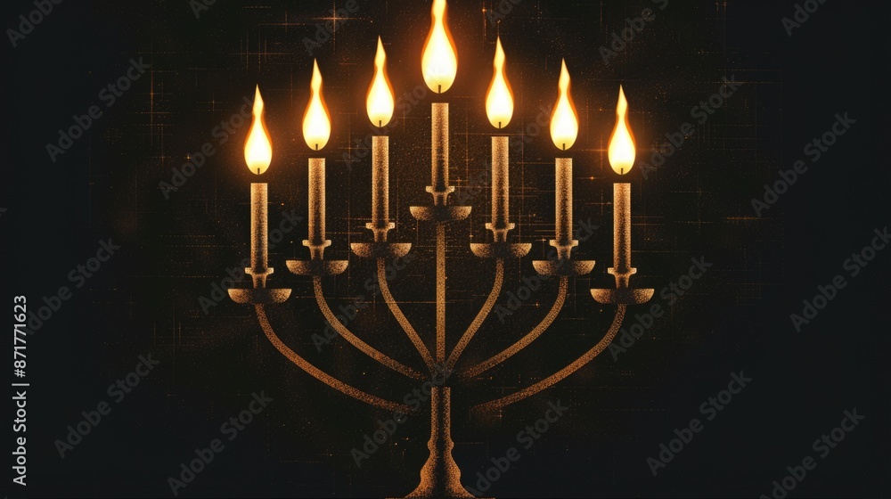 Fototapeta premium Menorah with five lit candles
