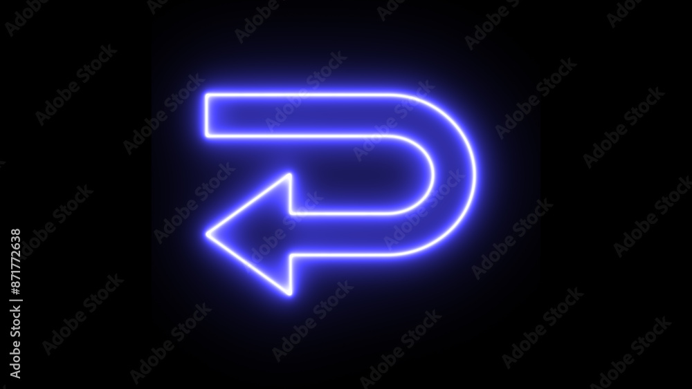 Glowing U-turn direction road arrow. Neon U-turn arrow icon. Glowing U-turn direction road arrow. Neon U-turn arrow icon.