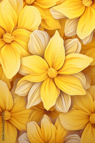 Vibrant Yellow Floral Pattern Illustration