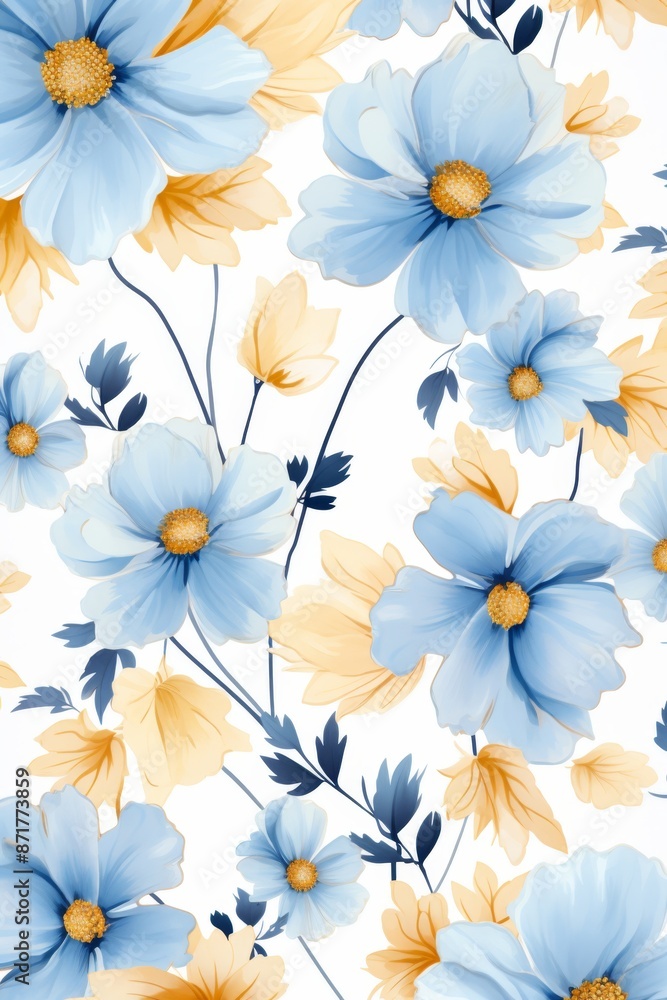 Elegant Blue and Purple Floral Pattern Background Elegant Blue and Purple Floral Pattern Background