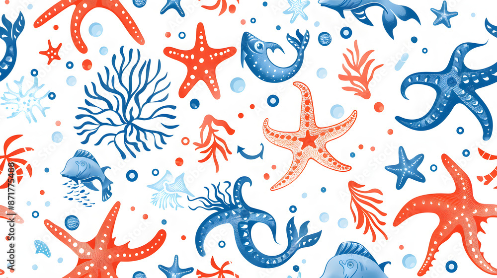 Obraz premium sea ​​life pattern