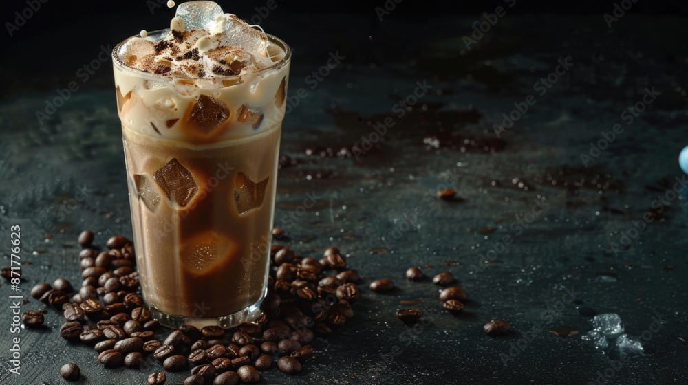Iced Coffee with Cream Topping and Caramel Drizzle Iced Coffee with Cream Topping and Caramel Drizzle
