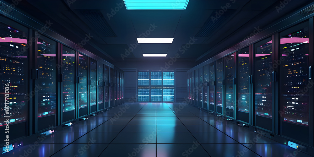 Server room in data center background- Ai Generated Server room in data center background- Ai Generated