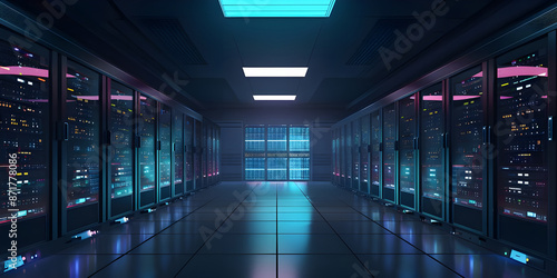 Server room in data center background- Ai Generated