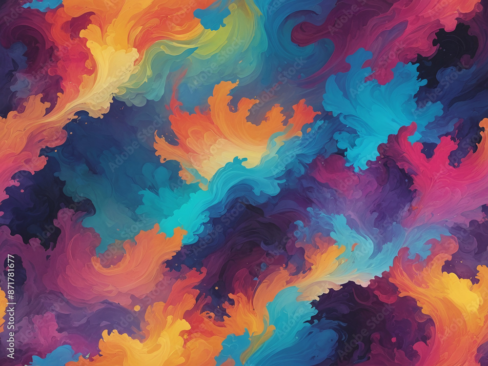 An abstract symphony of color, with harmonious gradients and contrasting hues blending seamlessly An abstract symphony of color, with harmonious gradients and contrasting hues blending seamlessly