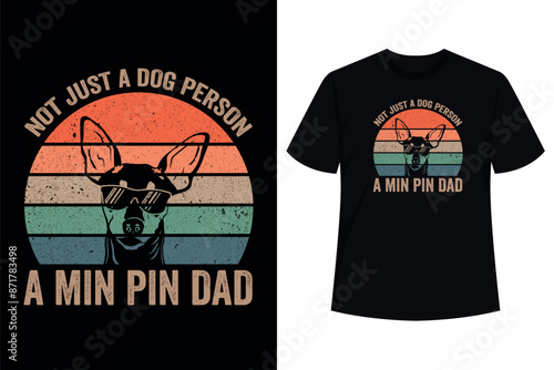 Vintage Min Pin Dad Funny Bernard Dog Dad Fathers Day Men T-Shirt
