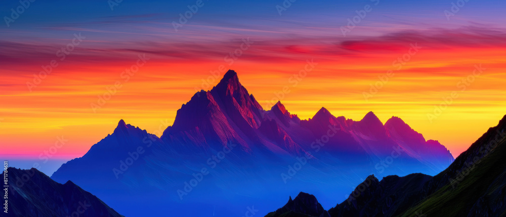The mountains are covered in a beautiful blue sky The mountains are covered in a beautiful blue sky