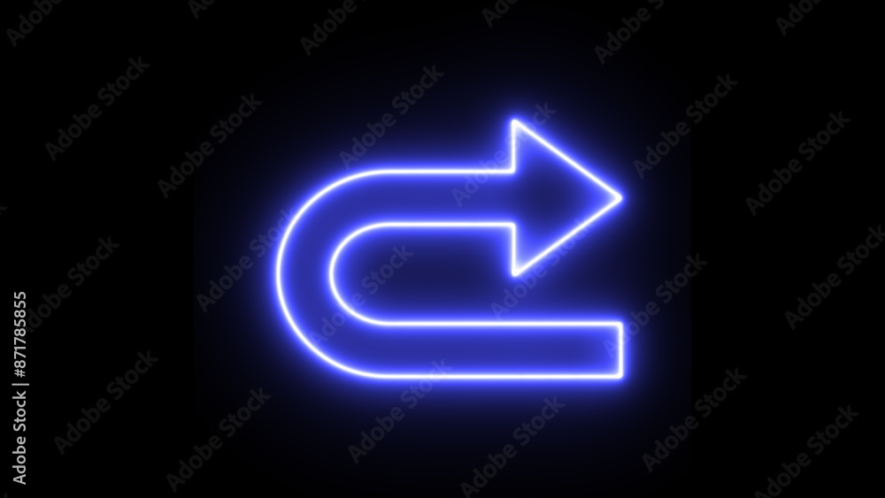 Glowing U-turn direction road arrow. Neon U-turn arrow icon. Glowing U-turn direction road arrow. Neon U-turn arrow icon.
