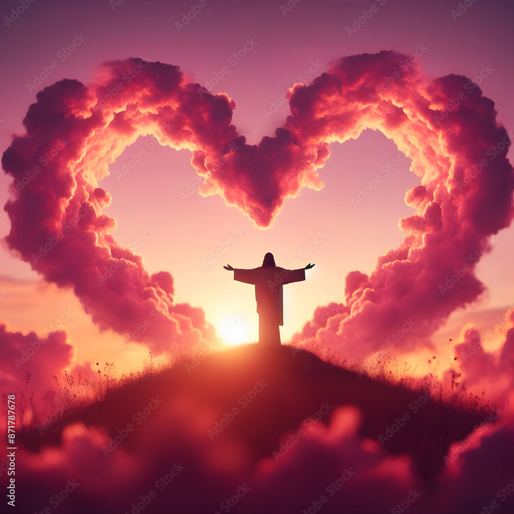 Heart Shape Cloud in the Sky: Concept of Jesus Christ's Love Heart Shape Cloud in the Sky: Concept of Jesus Christ's Love