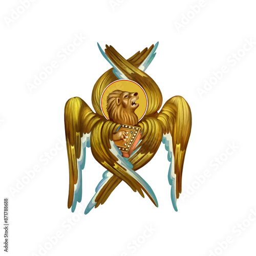 Leo Mark Apostle symbol in Byzantine style isolated