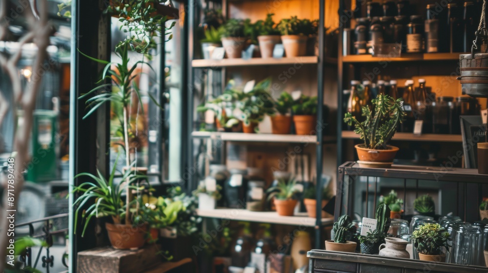 Indoor plant shop with potted plants Indoor plant shop with potted plants