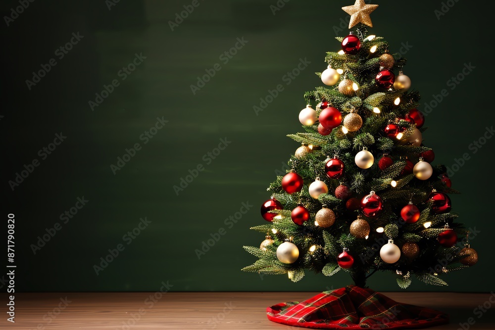 Christmas tree with ornaments and lights Christmas tree with ornaments and lights