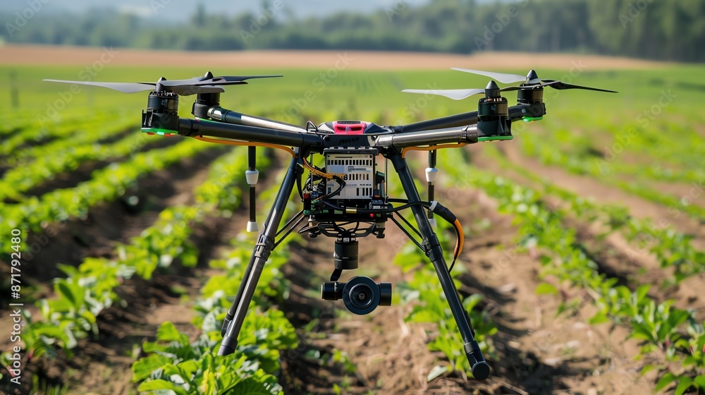 Drones in agriculture, advanced crop management, aerial monitoring, modern farming Drones in agriculture, advanced crop management, aerial monitoring, modern farming