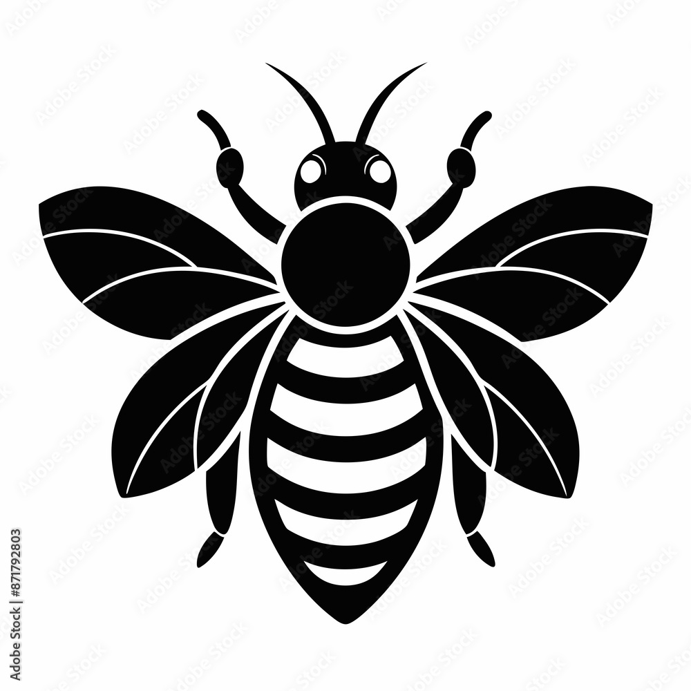bee logo icon black shape white background bee logo icon black shape white background