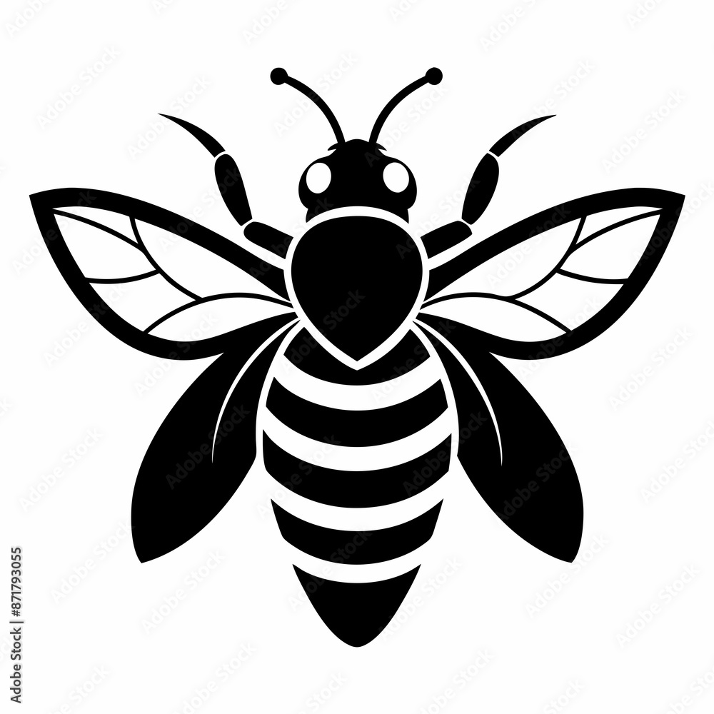 bee logo icon black shape white background bee logo icon black shape white background