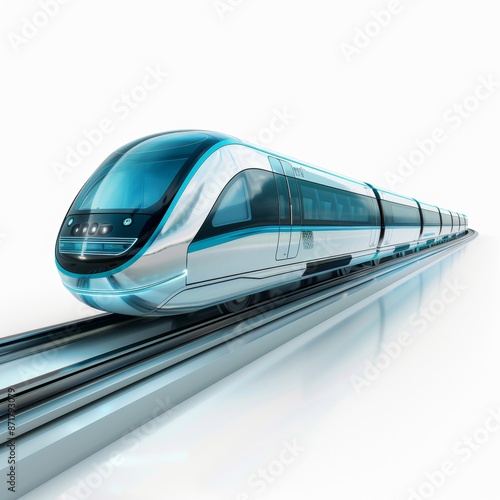 Futuristic Maglev Train Speeding on Tracks with Copy Space - High-Tech Transportation Concept