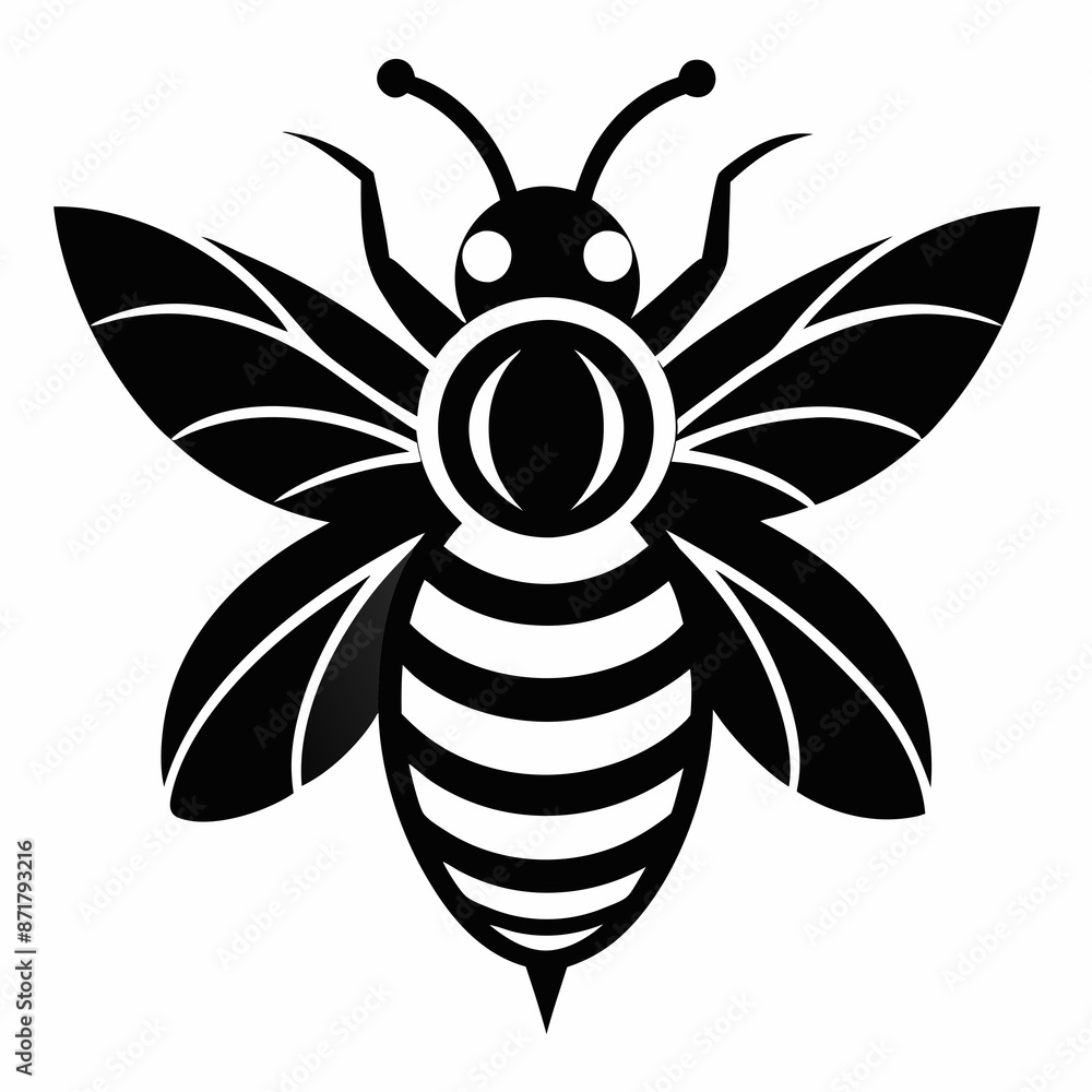 bee logo icon black shape white background bee logo icon black shape white background