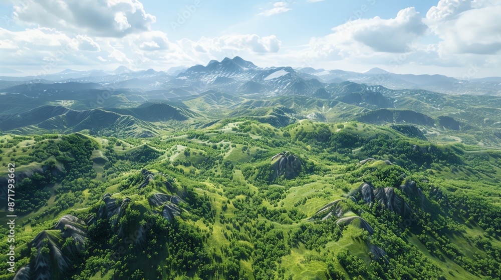 Fototapeta premium Aerial mapping, 3D terrain visualization, cuttingedge drone tech, detailed mapping