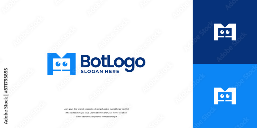 Bot logo design with letter initials icon vector Bot logo design with letter initials icon vector