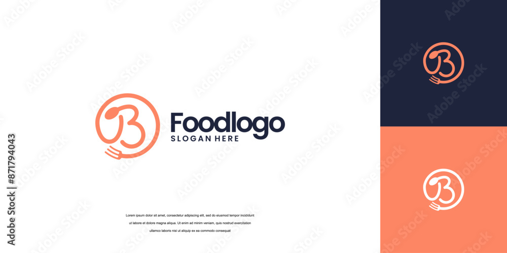 Food logo design with initials letter concept Food logo design with initials letter concept