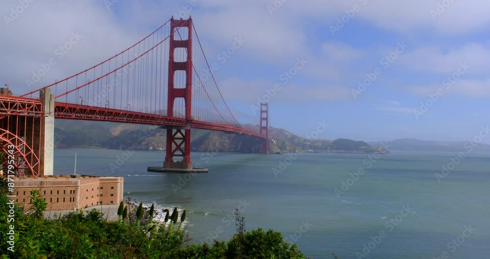 Golden Gate Bridge and sea ocean. Beautiful landscape in San Francisco, California, USA Golden Gate Bridge and sea ocean. Beautiful landscape in San Francisco, California, USA