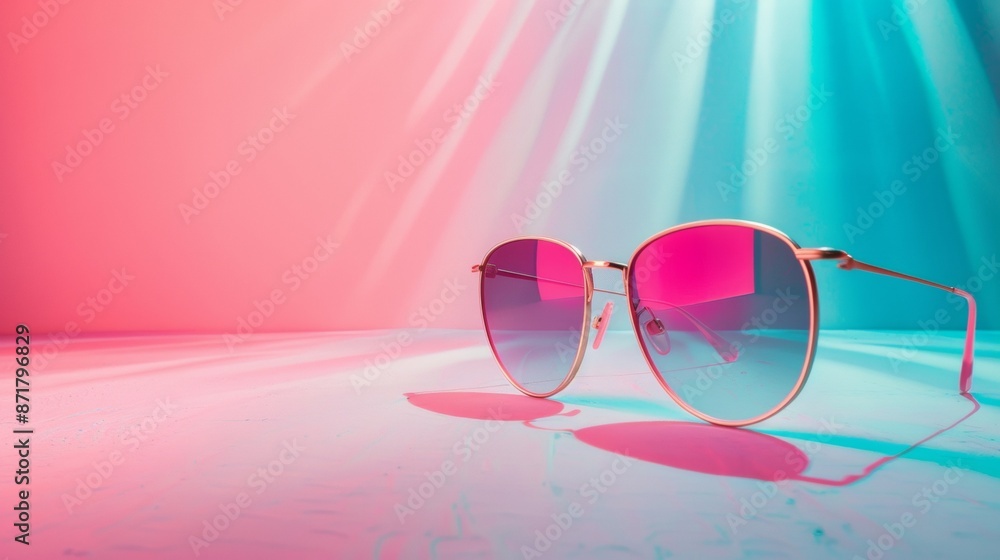 Stylish sunglasses with pink and blue gradient lenses Stylish sunglasses with pink and blue gradient lenses