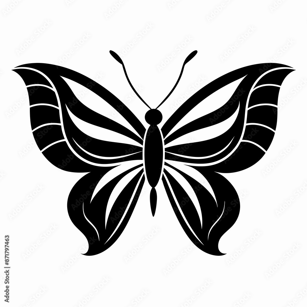 Butterfly logo icon black shape white background Butterfly logo icon black shape white background