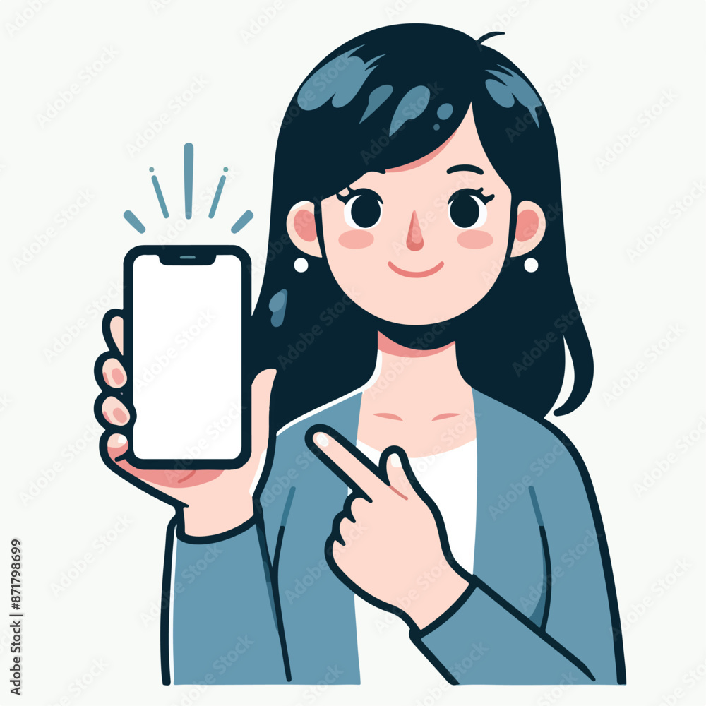 Vector image of woman holding smart phone Vector image of woman holding smart phone