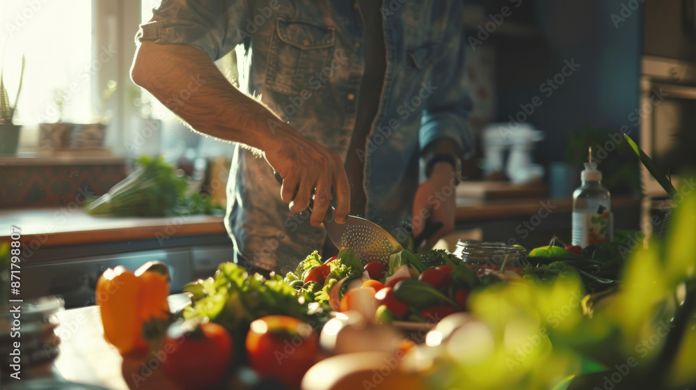 Man preparing a healthy salad in the kitchen Man preparing a healthy salad in the kitchen