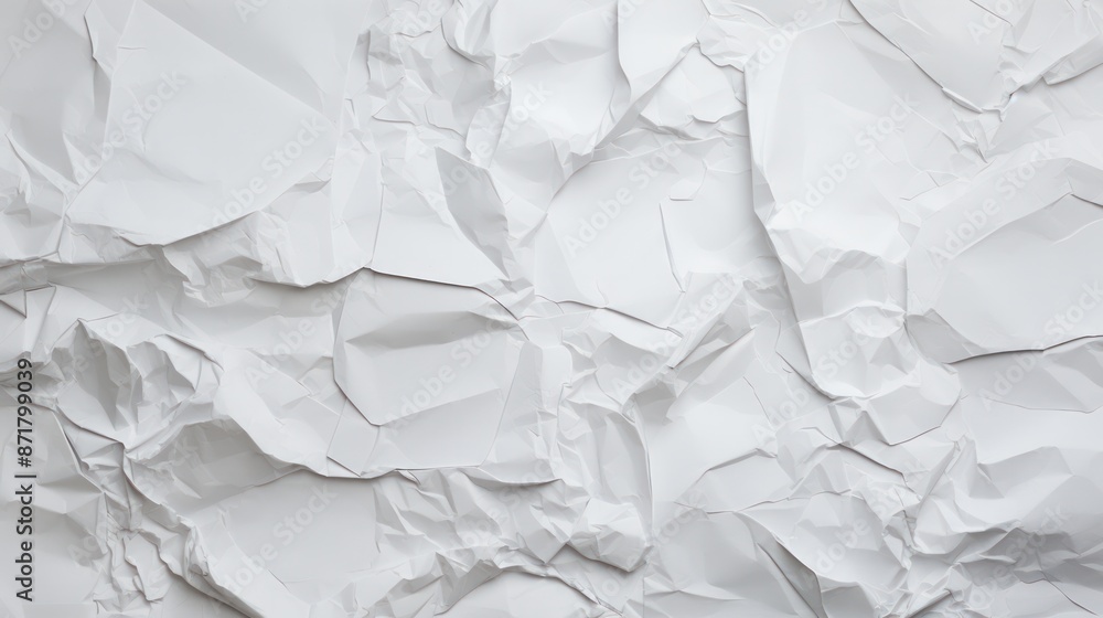 Fototapeta premium White crumpled paper texture background.